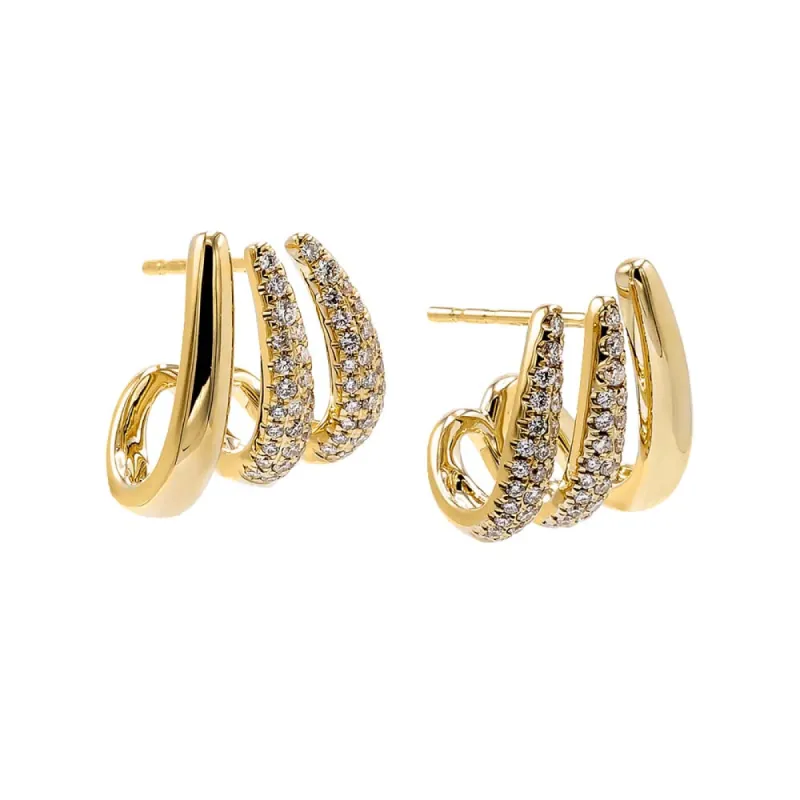 Diamond/Solid Triple Wave Cage Stud Earring 14K sold by Adina Eden's
