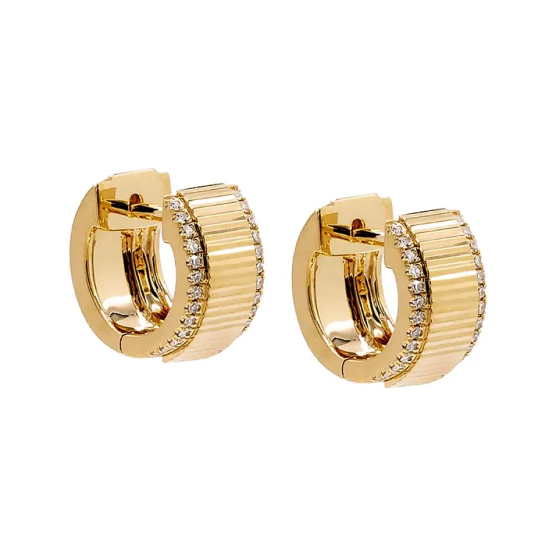 Diamond Pave Fluted Huggie Earring 14K sold by Adina Eden's