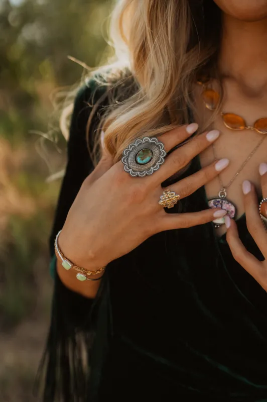 Cohen Ring | Green Turquoise sold by Goldie Lew