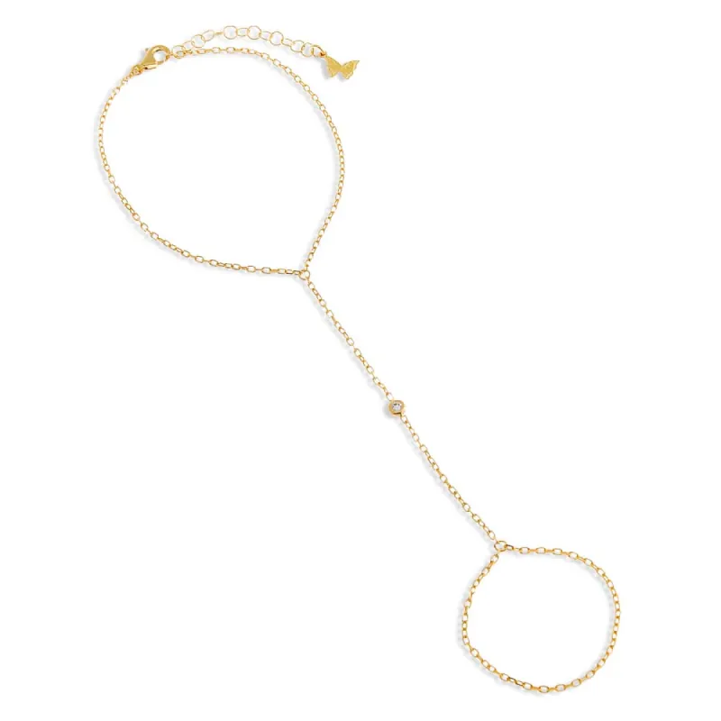 CZ Single Bezel Chain Hand Chain sold by Adina Eden's