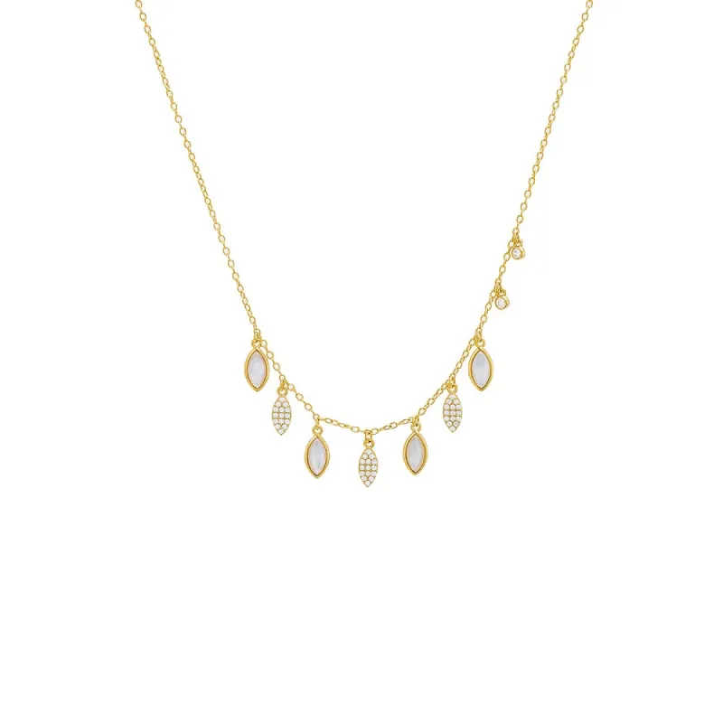 Dangling Pavé Marquise X Colored Gemstone Necklace sold by Adina Eden's