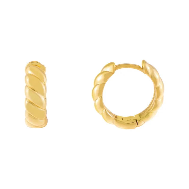 Mini Ridged Huggie Earring sold by Adina Eden's