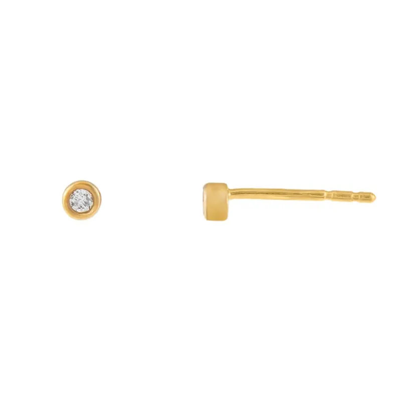 Bezel Set Diamond Stud Earring 14K sold by Adina Eden's