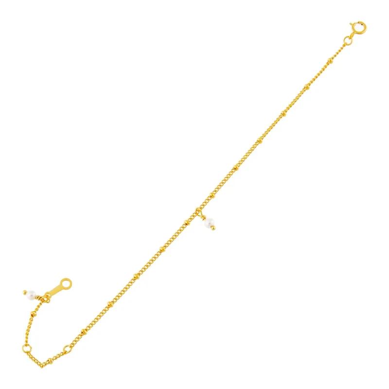 Pearl Charm X Ball Chain Bracelet sold by Adina Eden's