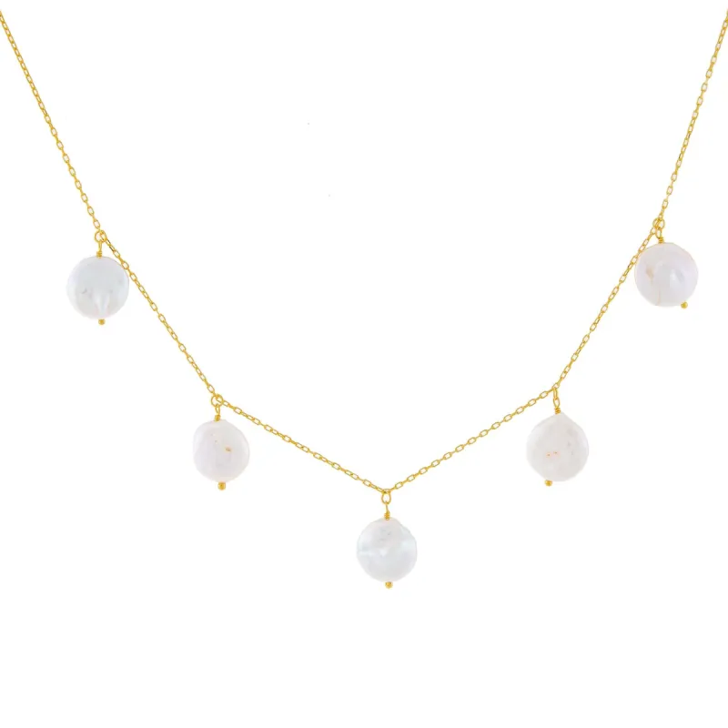 Pearl Disc Necklace sold by Adina Eden's