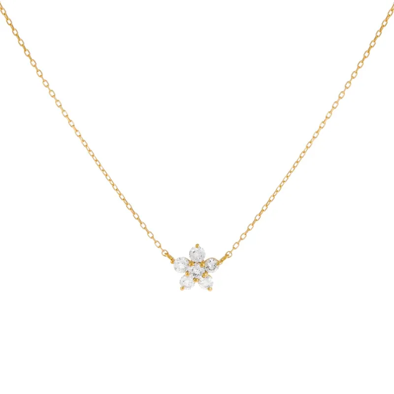 Diamond Mini Flower Necklace 14K sold by Adina Eden's