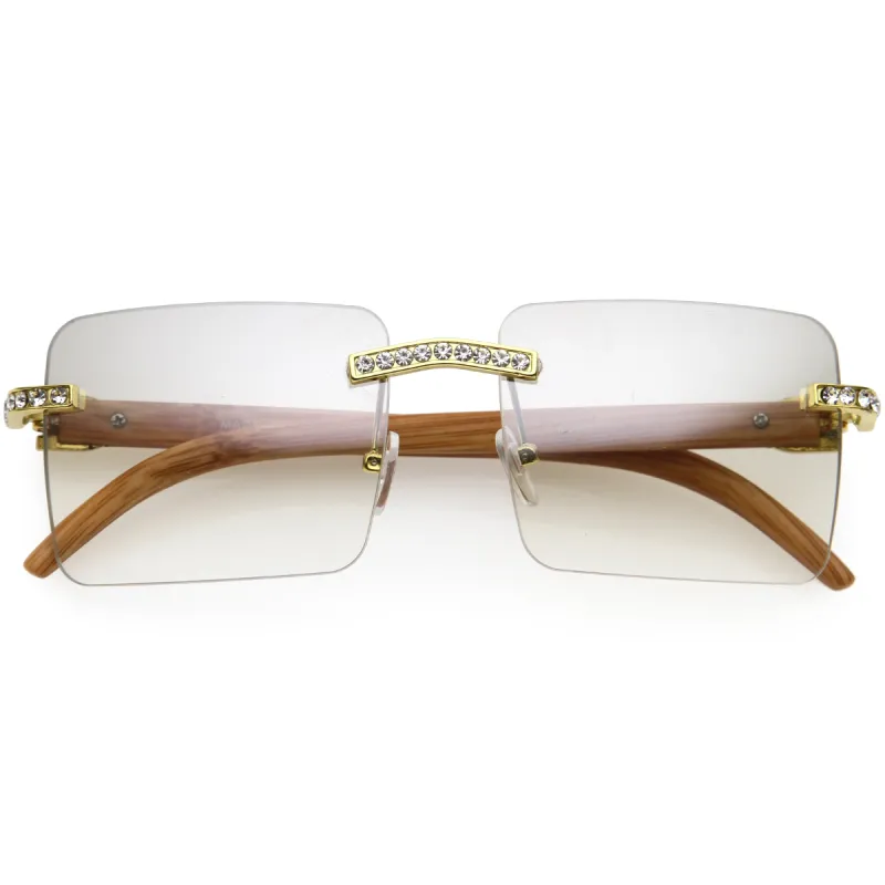 Premium Large Decorated Rhinestones Square Sunglasses D127 sold by ZeroUV