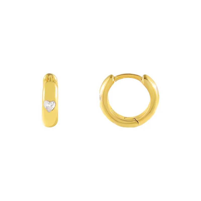 CZ Mini Heart Huggie Earring sold by Adina Eden's