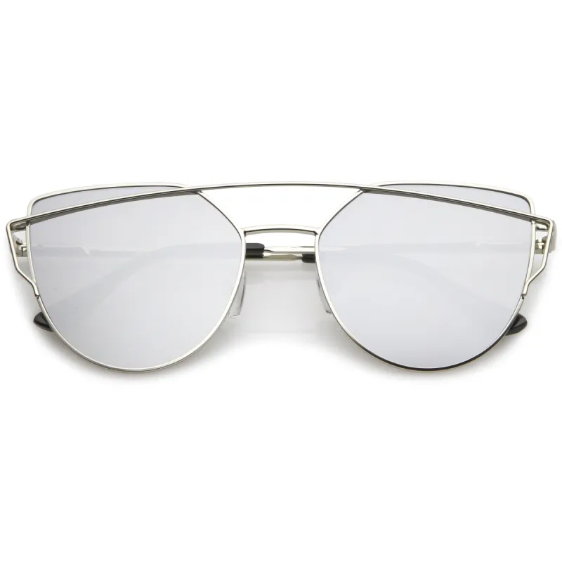 Premium Oversize Laser Cut Cat Eye Mirrored Flat Lens Sunglasses C358 sold by ZeroUV