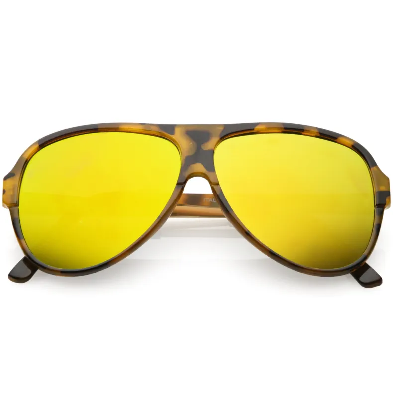 Retro Color Mirrored Flat Lens Flat Top Aviator Sunglasses C238 sold by ZeroUV