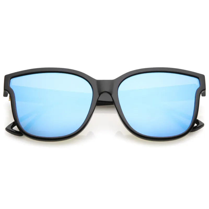 Women's Horned Rim Flat Infinity Mirrored Lens Sunglasses C330 sold by ZeroUV