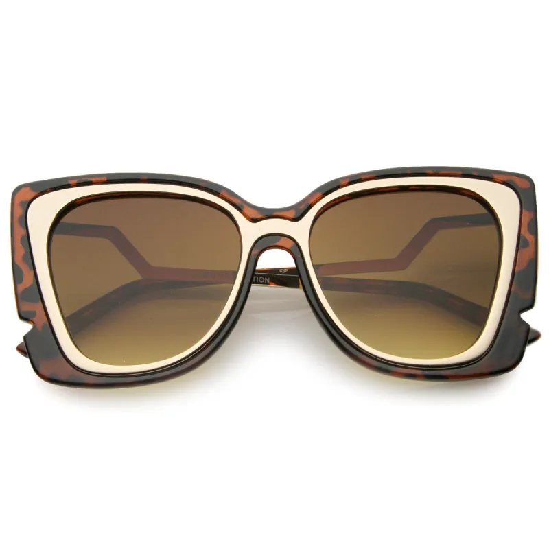 Women's Oversize Notched Angled Temple Cat Eye Sunglasses A833 sold by ZeroUV