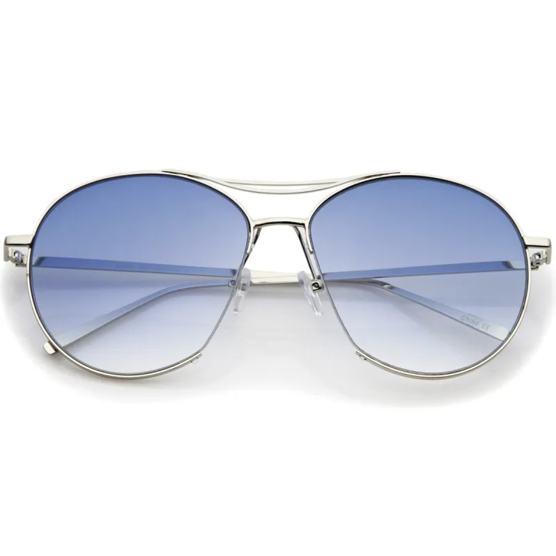 Oversize Thin Metal Flat Gradient Flat Lens Sunglasses A845 sold by ZeroUV