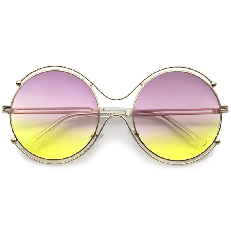Women's Dual Wire Frame Round Gradient Len Sunglasses A326 sold by ZeroUV
