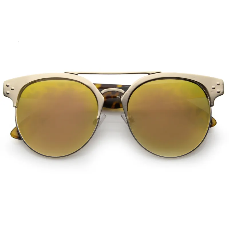 Retro Modern Horned Rim Mirror Lens Sunglasses A496 sold by ZeroUV