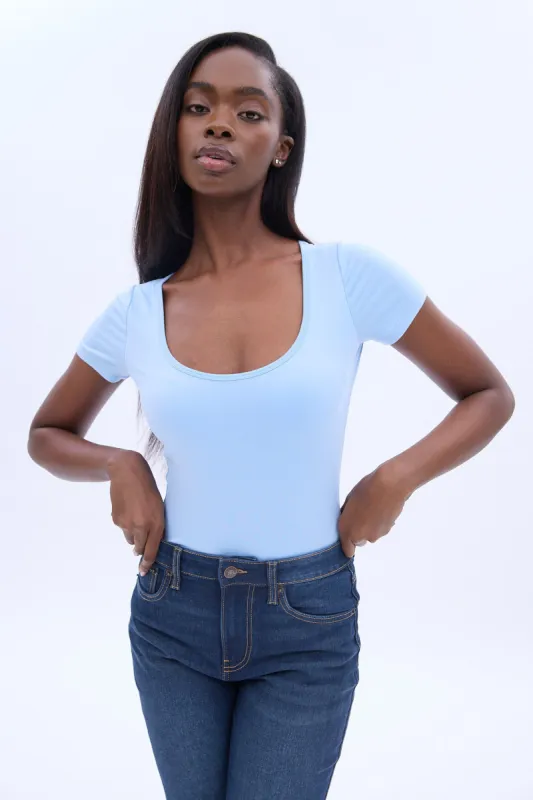 Short Sleeve Scoop Neck Bodysuit sold by Bluenotes