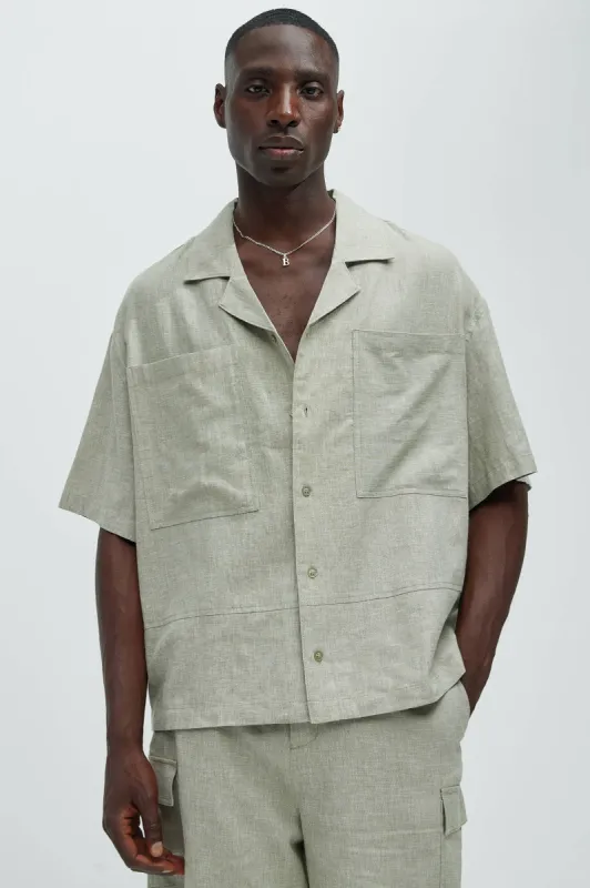 Bahamas Linen Cuban Shirt - Green sold by Fashion Nova