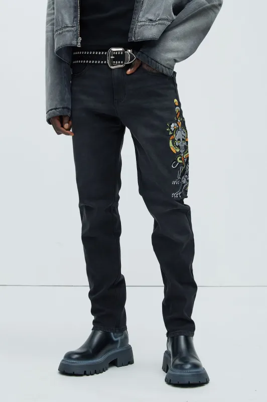 Ed Hardy Dagger Skull Slim Jeans - Black sold by Fashion Nova