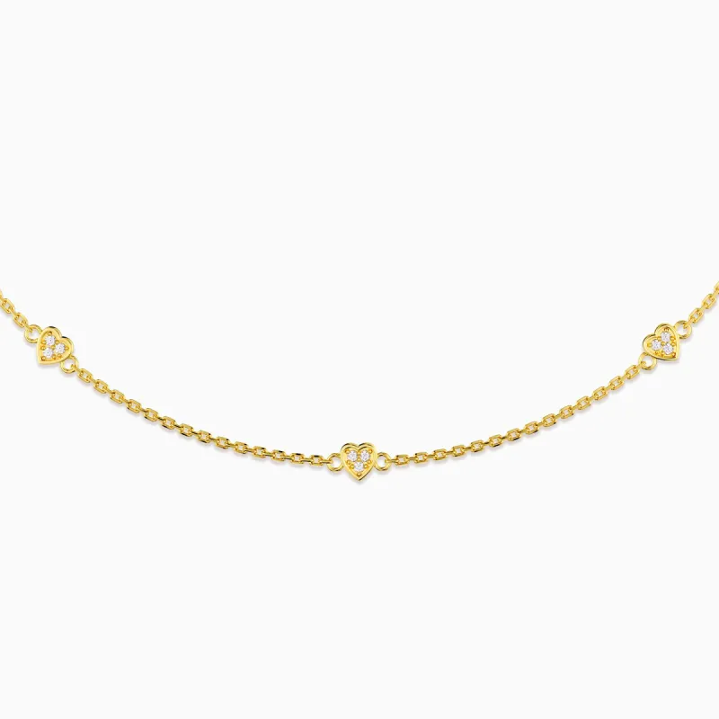 Pave Five Hearts Station Necklace sold by Vanimy Jewelry