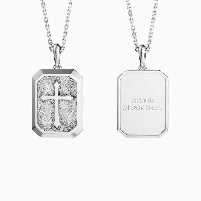 God Is In Control Cross Medallion Pendant Engraved Necklace sold by Vanimy Jewelry