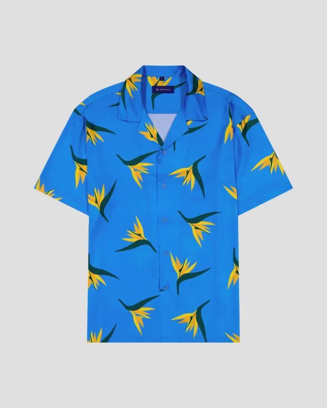 SG Camp Collar Shirt - Sky Blue Strelitzia sold by Southern Gents