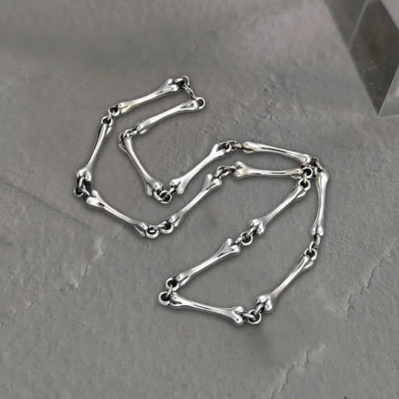 Skeleton Bone Link Chain Sterling Silver Necklace sold by GTHIC