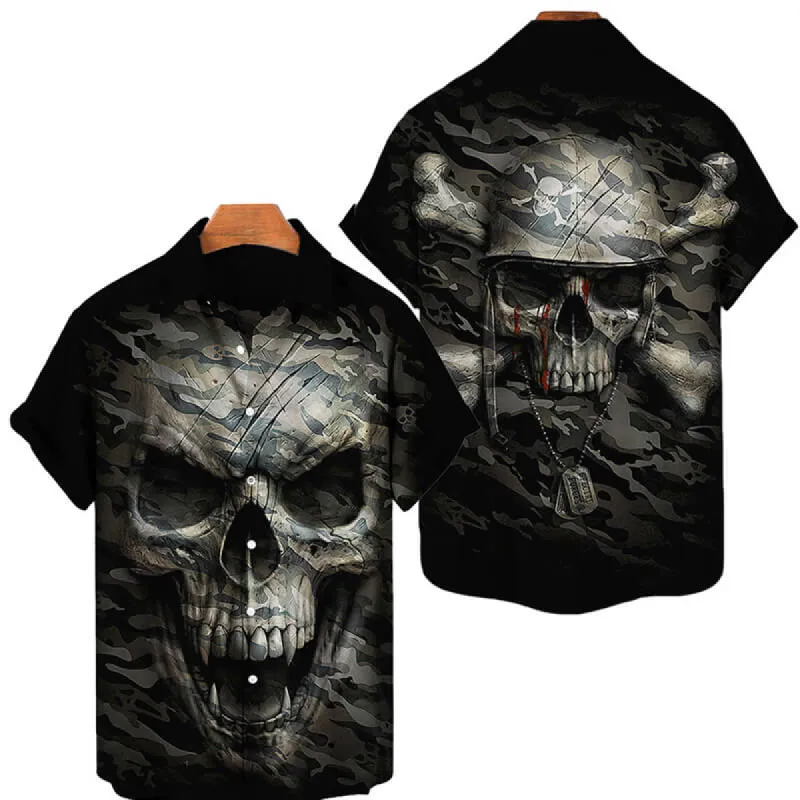Gothic Skull Polyester Hawaiian Shirt sold by GTHIC