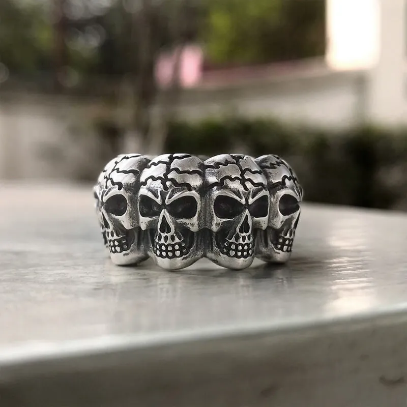 Surrounded Titanium Sterling Silver Skull Ring sold by GTHIC