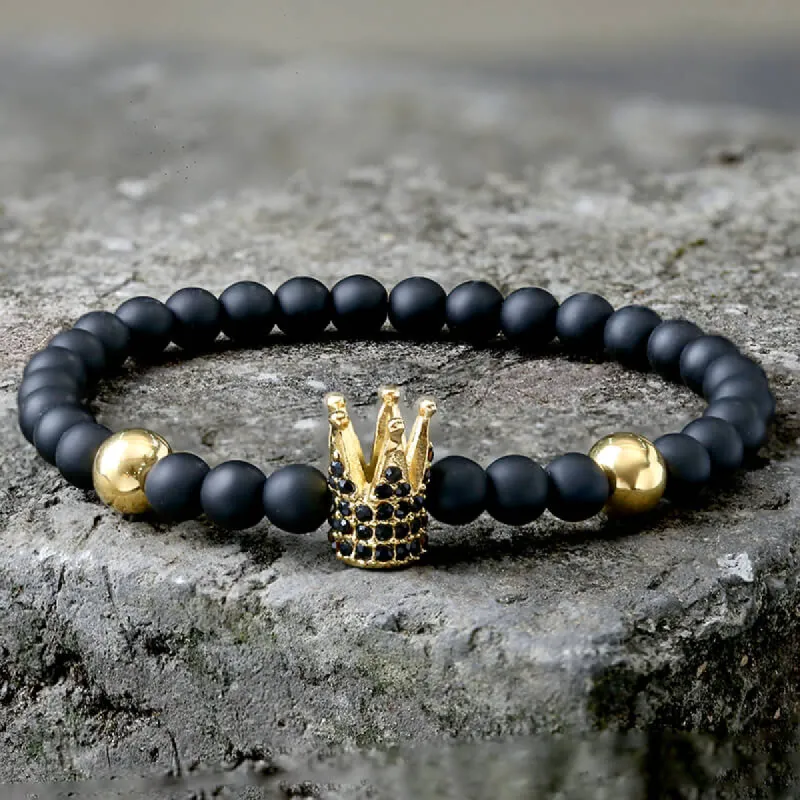 Diamond Crown Stainless Steel Bead Bracelet sold by GTHIC