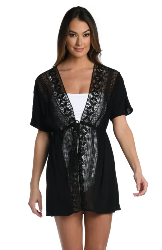 Coastal Covers Kimono - Black sold by La Blanca