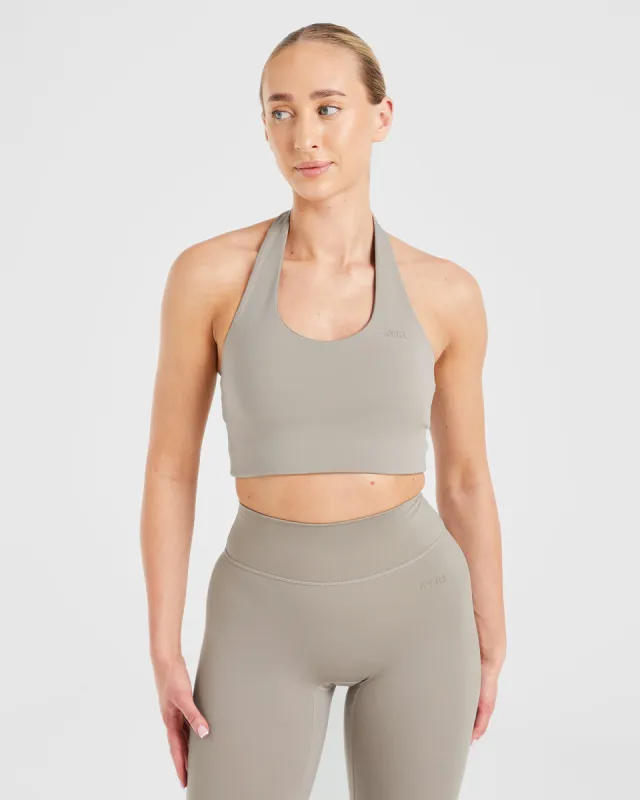 Staple Halterneck Crop Top - Muted Taupe sold by AYBL