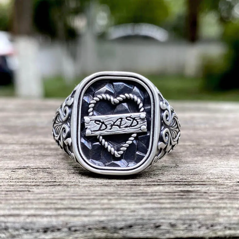 Gothic Pattern Nameplate Sterling Silver Ring sold by GTHIC