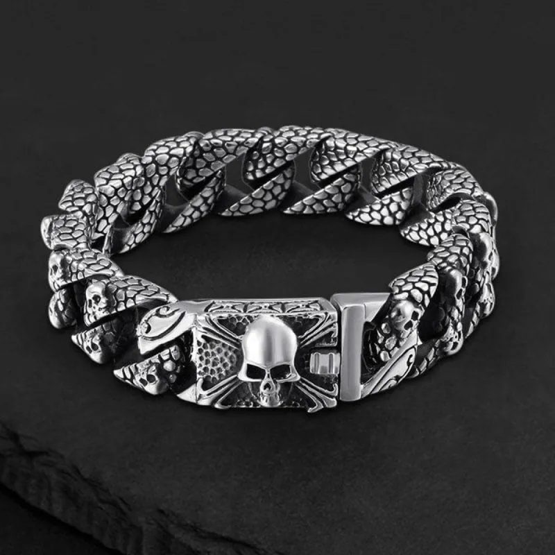 Skull and Cross Stainless Steel Bracelet sold by GTHIC