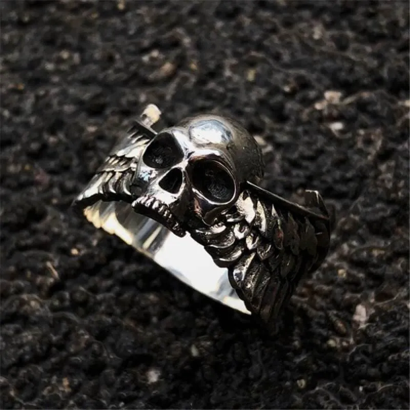 Winged Skull Sterling Silver Ring sold by GTHIC