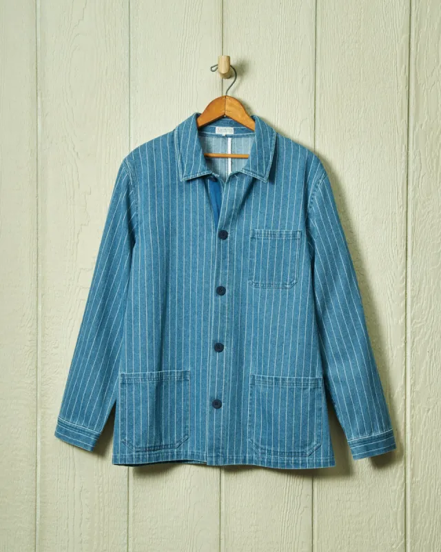 French Workman’s Jacket in Denim Pinstripe sold by Quaker Marine Supply