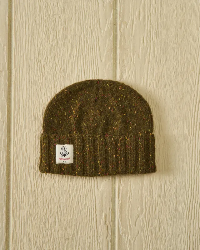 Inverness Watch Cap in Olive Lambswool sold by Quaker Marine Supply