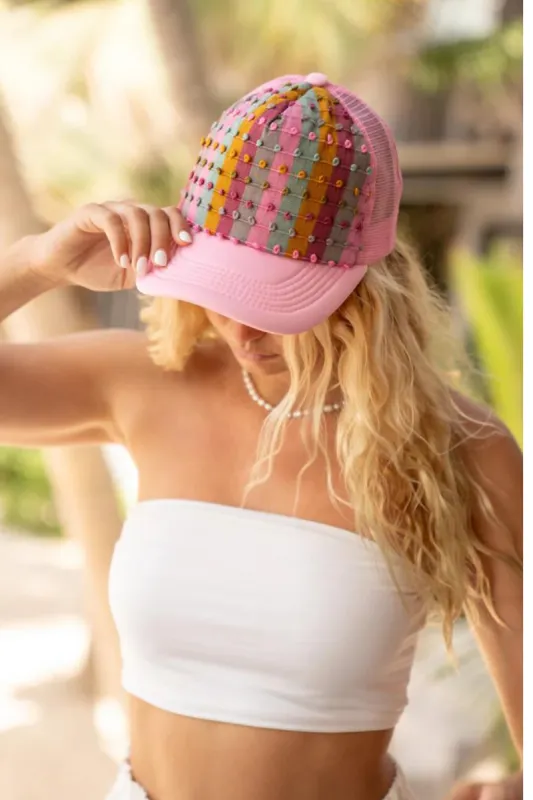 Peony Loom Knot BB Citron Hat sold by Squeeze De Citron