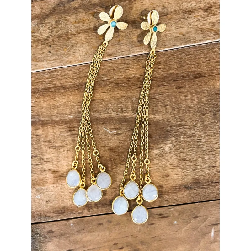 Gold Floral Dangly Earring sold by Alicia Bell