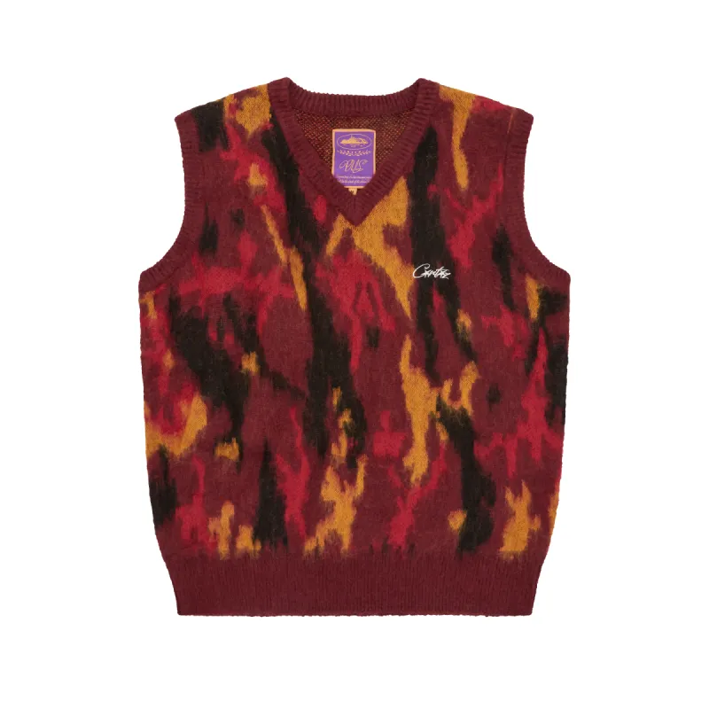 MOHAIR KNIT VEST [RED CAMO] | Parallel
