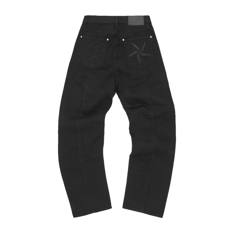 C-STAR STITCH-DOWN JEANS [TRIPLE BLACK] sold by Corteiz