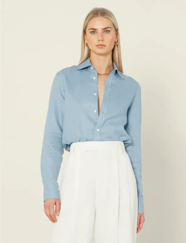 The Boyfriend: Linen, Storm Blue sold by With Nothing Underneath
