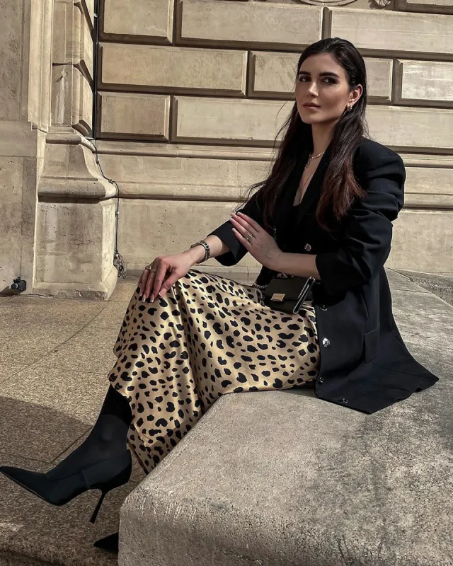 Silk Satin Bias Cut Long Leopard Print Skirt sold by DAISYSILK