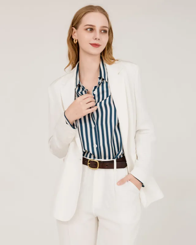 40 Momme Silk Peak Collar Blazer sold by DAISYSILK