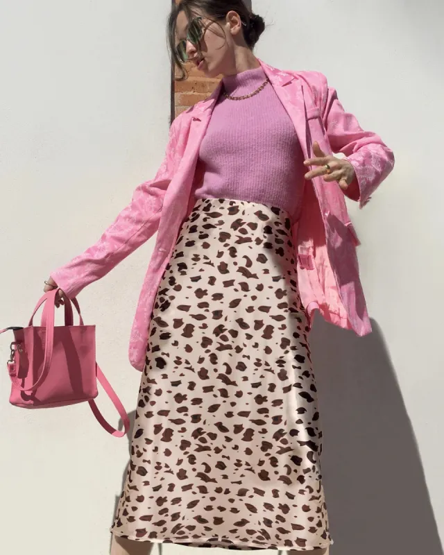 Leopard Print 100% Silk Midi Skirts sold by DAISYSILK