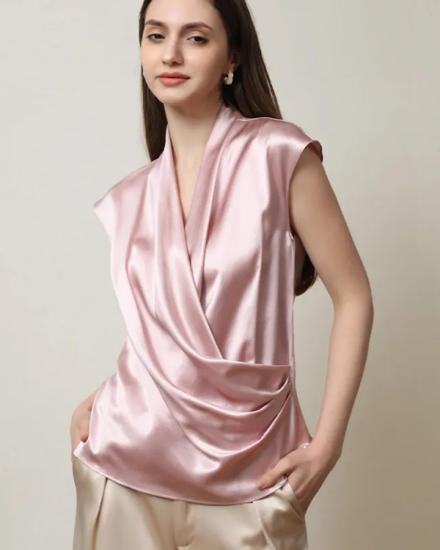 Sleeveless V-Neck Top Silk Blouse sold by DAISYSILK