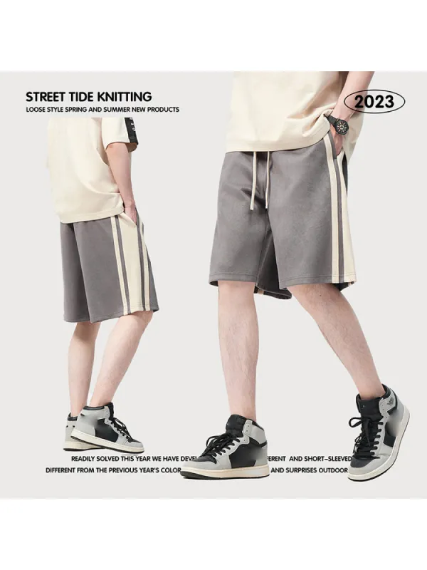 Men'S Loose Cropped Shorts With Stripes sold by Oeyes