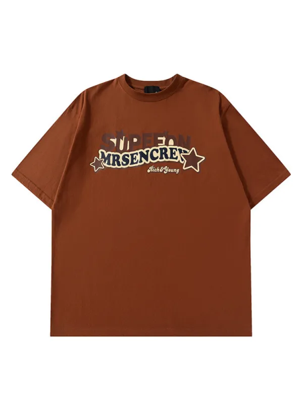 Men'S Loose Tees With Chest Letter Print sold by Oeyes