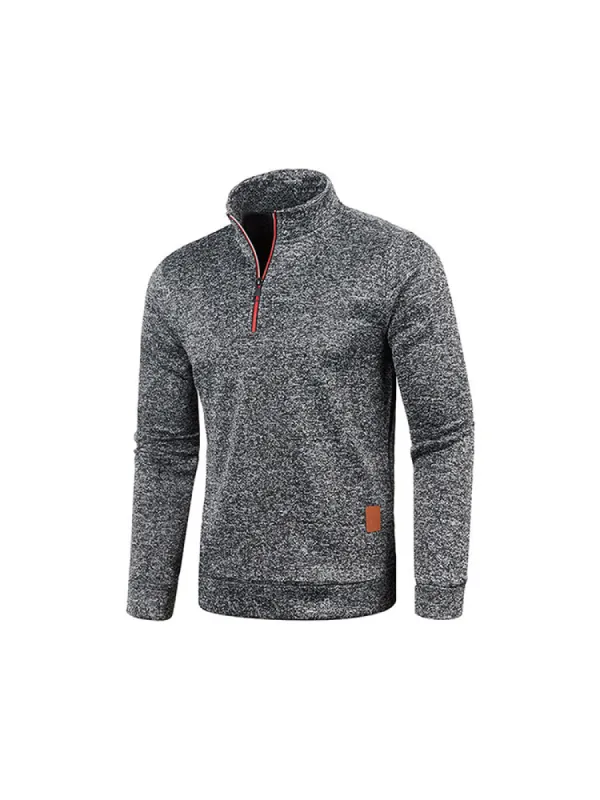 Men'S Collar Zip Knitted Thin Fleece Sweater sold by Oeyes
