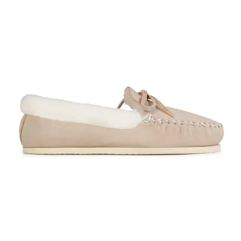 The Men's Cozy Moccasin in Oatmeal ~ Wide sold by Adelante Shoe