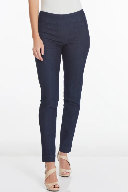 Plus Size Pull-On Solid Narrow Leg Pant With Faux Front Pockets - Denim sold by SlimSation